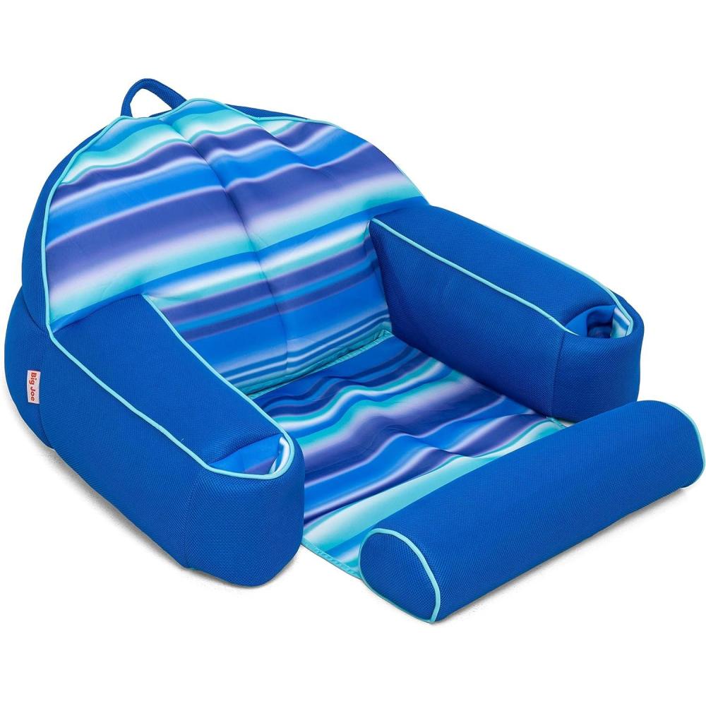 imageBig Joe Lazy Lounger No Inflation Needed Pool Float with Footrest and Headrest Quick Draining FabricBlurred Blue