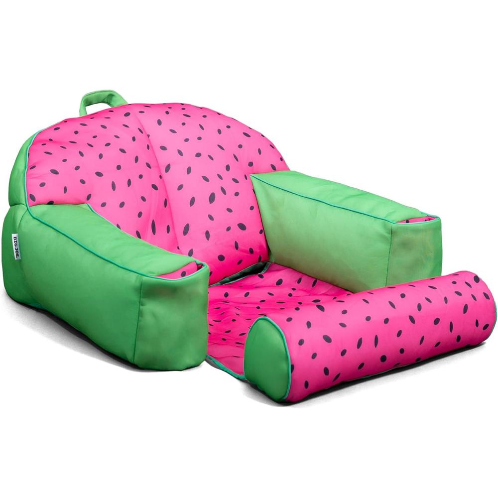 imageBig Joe Lazy Lounger No Inflation Needed Pool Float with Footrest and Headrest Quick Draining FabricSummer Melon