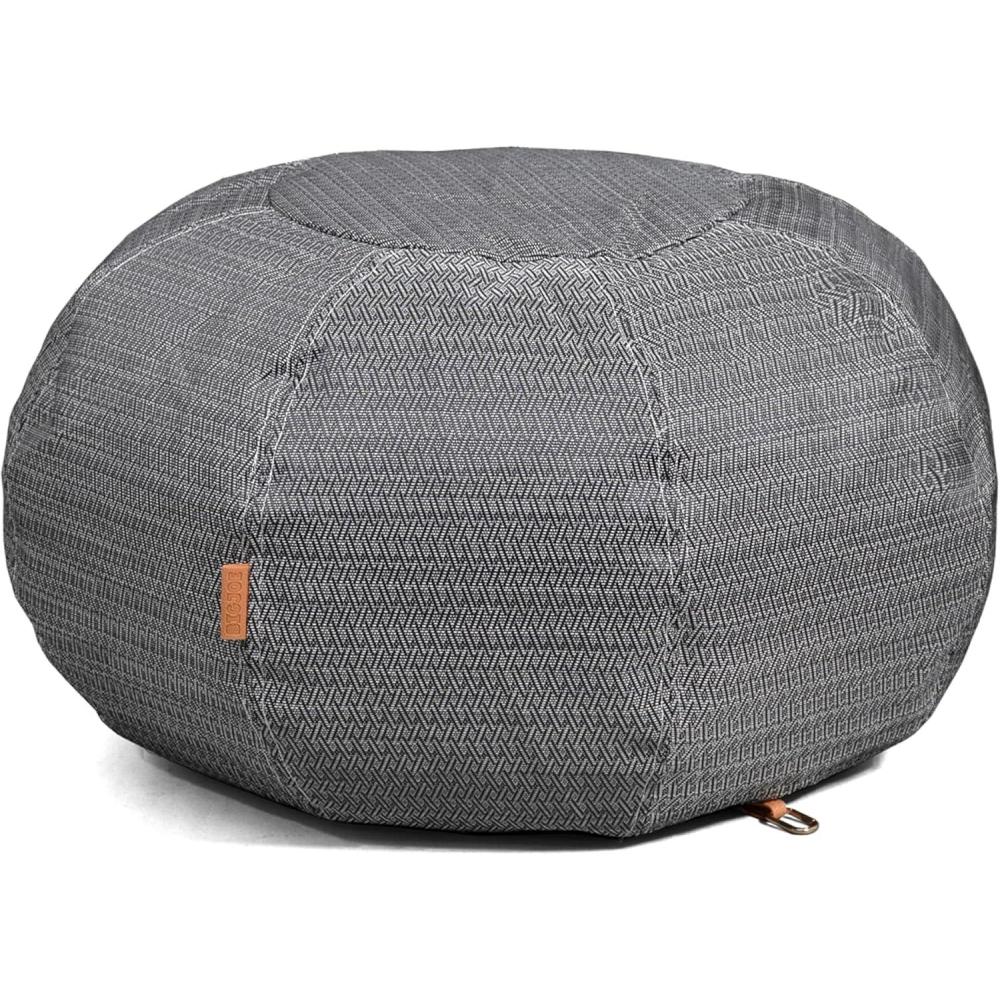 imageBig Joe Lux Patio Pouf Black and White Chevron Premium Vinyl Mesh Durable UV Protected Polyester Blend