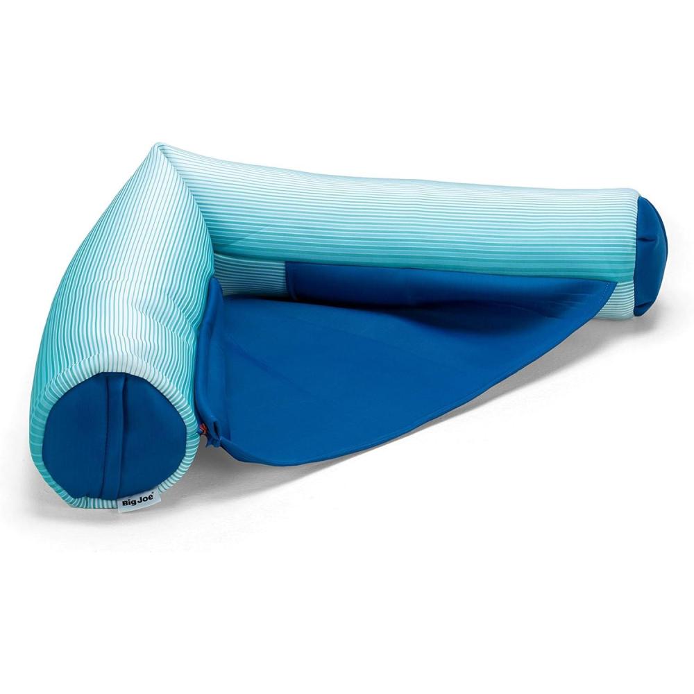imageBig Joe Noodle Sling No Inflation Needed Pool Float with Armrests Quick Draining Fabric Cup HolderFade Aqua