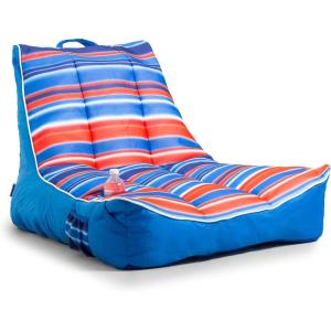 Big Joe Captain’s Float No Inflation Needed Pool Lounger, Double Sided Mesh, Quick Draining Fabric(Blurred Stripe Americana)