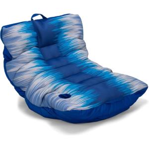 Big Joe Captain’s Float No Inflation Needed Pool Lounger, Double Sided Mesh, Quick Draining Fabric(Shaka Big Wave)