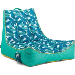 Big Joe Captain’s Float No Inflation Needed Pool Lounger, Double Sided Mesh, Quick Draining Fabric(Turquoise Tropical Palm)