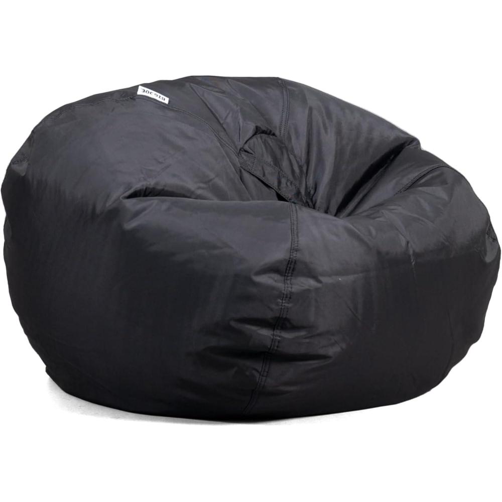imageBig Joe Classic Bean Bag Chair Sapphire Smartmax Durable Polyester Nylon Blend 2 feet RoundStretch Limo Black