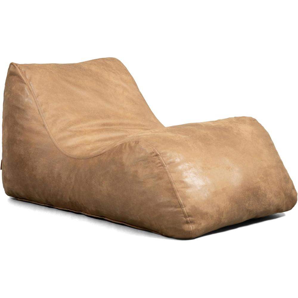 imageBig Joe Delmont Lounger Foam Filled Bean Bag Chair Almond Boucle Fabric 45 FeetVintage Tan