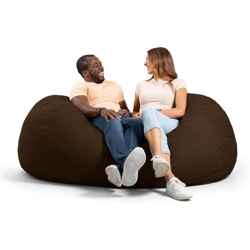 imageBig Joe Fuf Medium Foam Filled Bean Bag Chair with Removable Cover Fog Lenox Durable Woven Polyester 3 feet BigCocoa