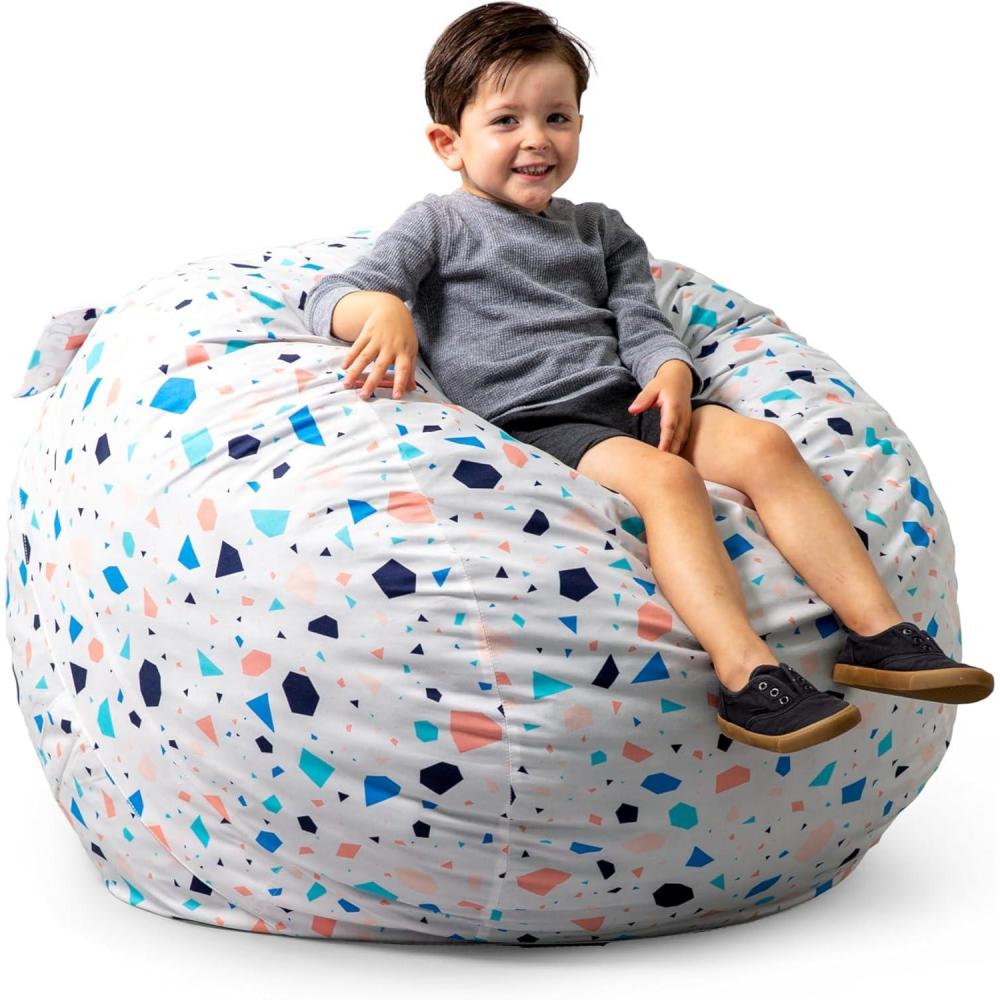 imageBig Joe Fuf Medium Foam Filled Bean Bag Chair with Removable Cover Fog Lenox Durable Woven Polyester 3 feet BigDolce Terrazzo