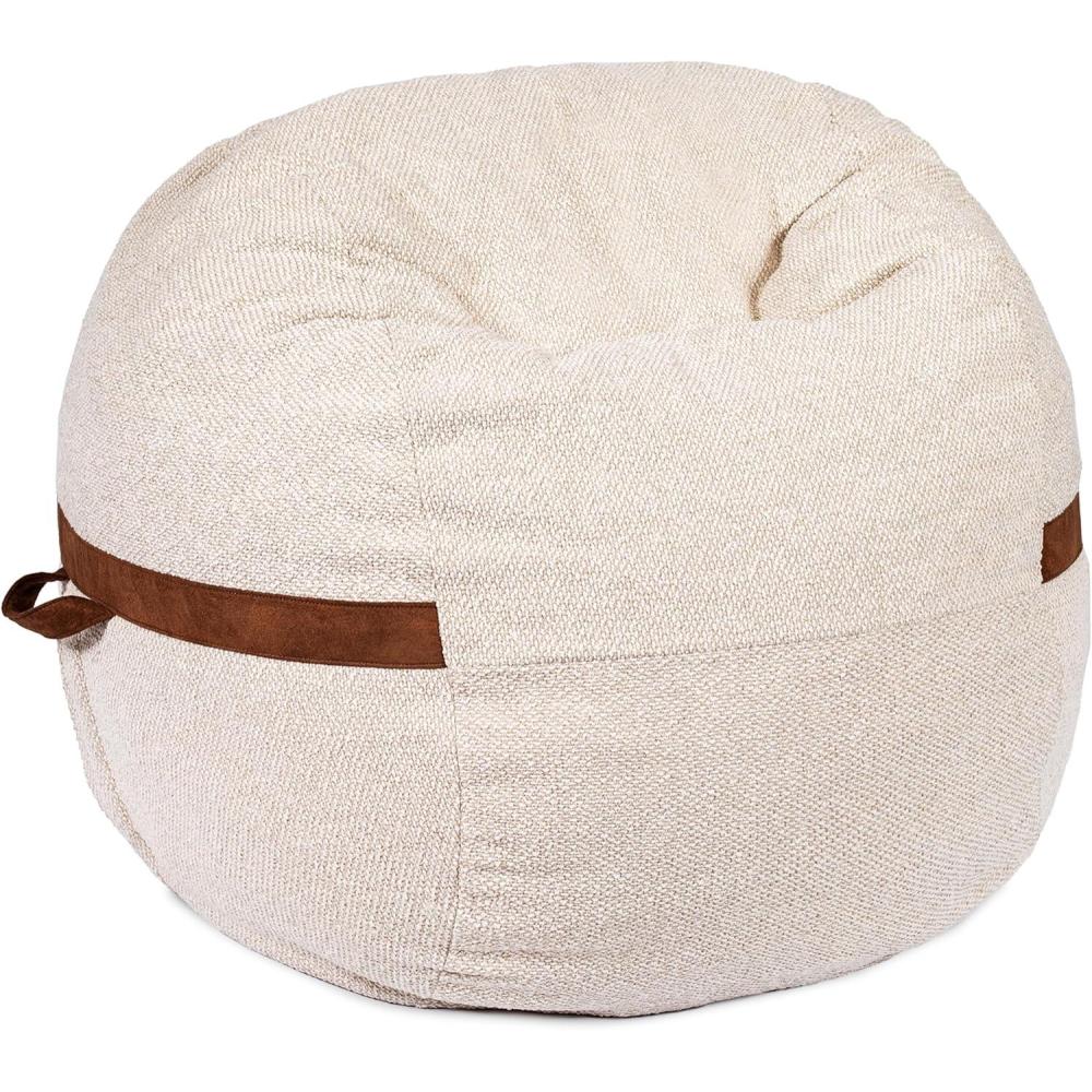 imageBig Joe Fuf Medium Foam Filled Bean Bag Chair with Removable Cover Sandstone Textured Boucle 3 feet BigSandstone