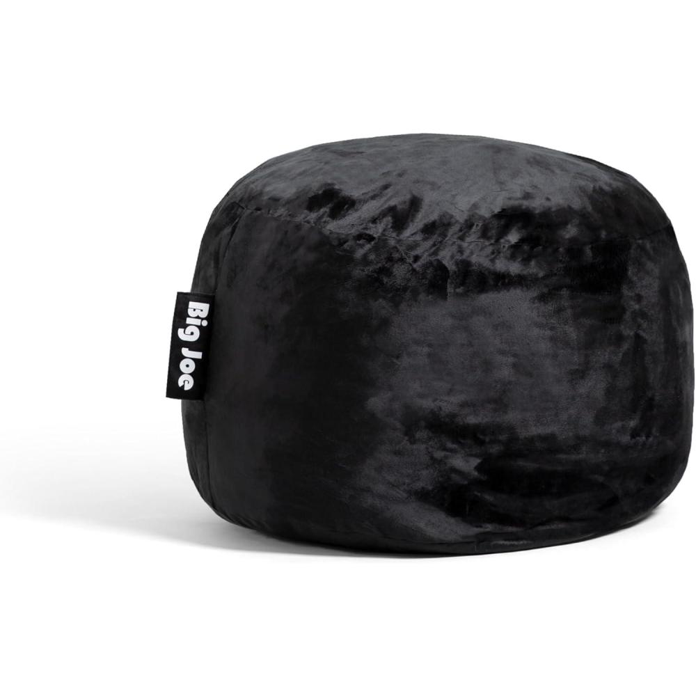imageBig Joe Fuf Medium Foam Filled Bean Bag Chair with Removable Cover Smiley Face Plush Soft Polyester 3 feet BigBlack