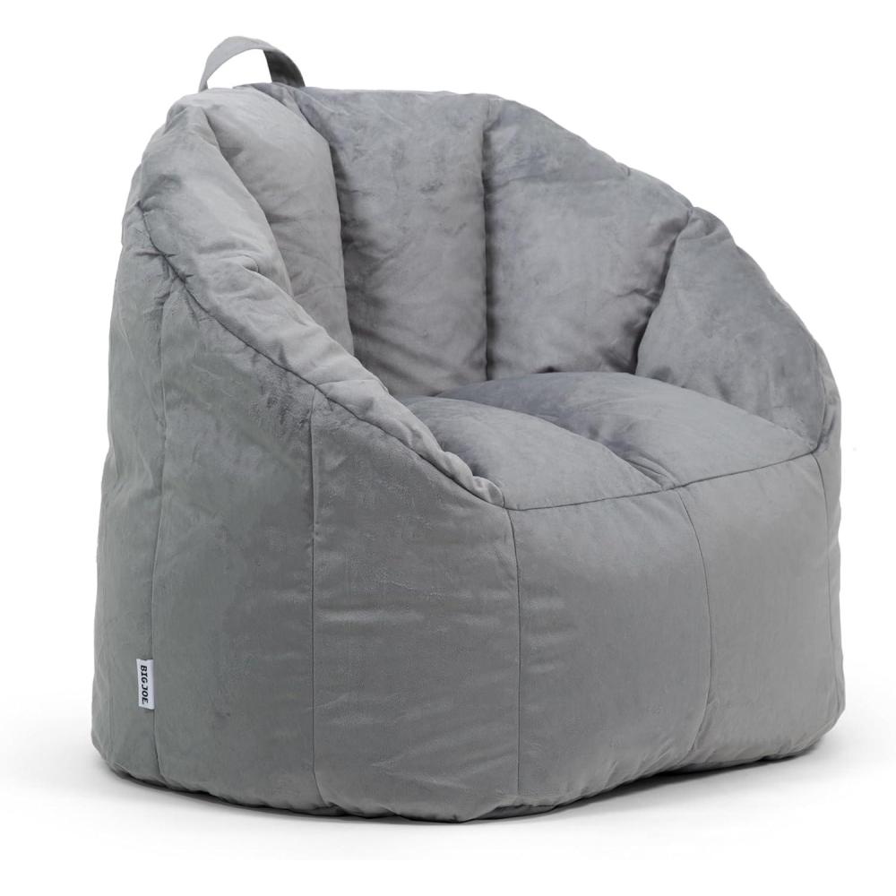 imageBig Joe Milano Beanbag Chair Stretch Limo Black SmartmaxGray Plush