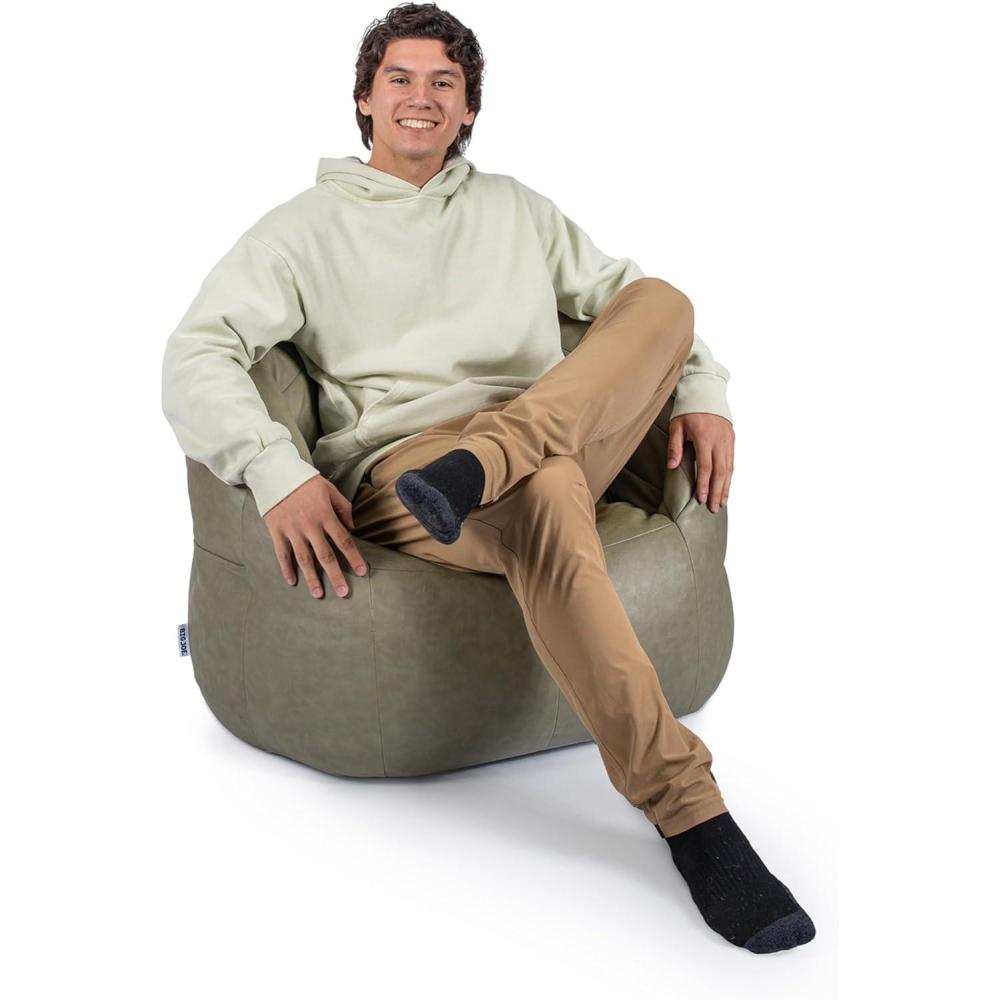 imageBig Joe Milano Beanbag Chair Stretch Limo Black SmartmaxOlive Green