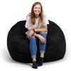 imageBig Joe Fuf Large Foam Filled Bean Bag Chair with Removable Cover Black Plush Soft Polyester 4 feet Big