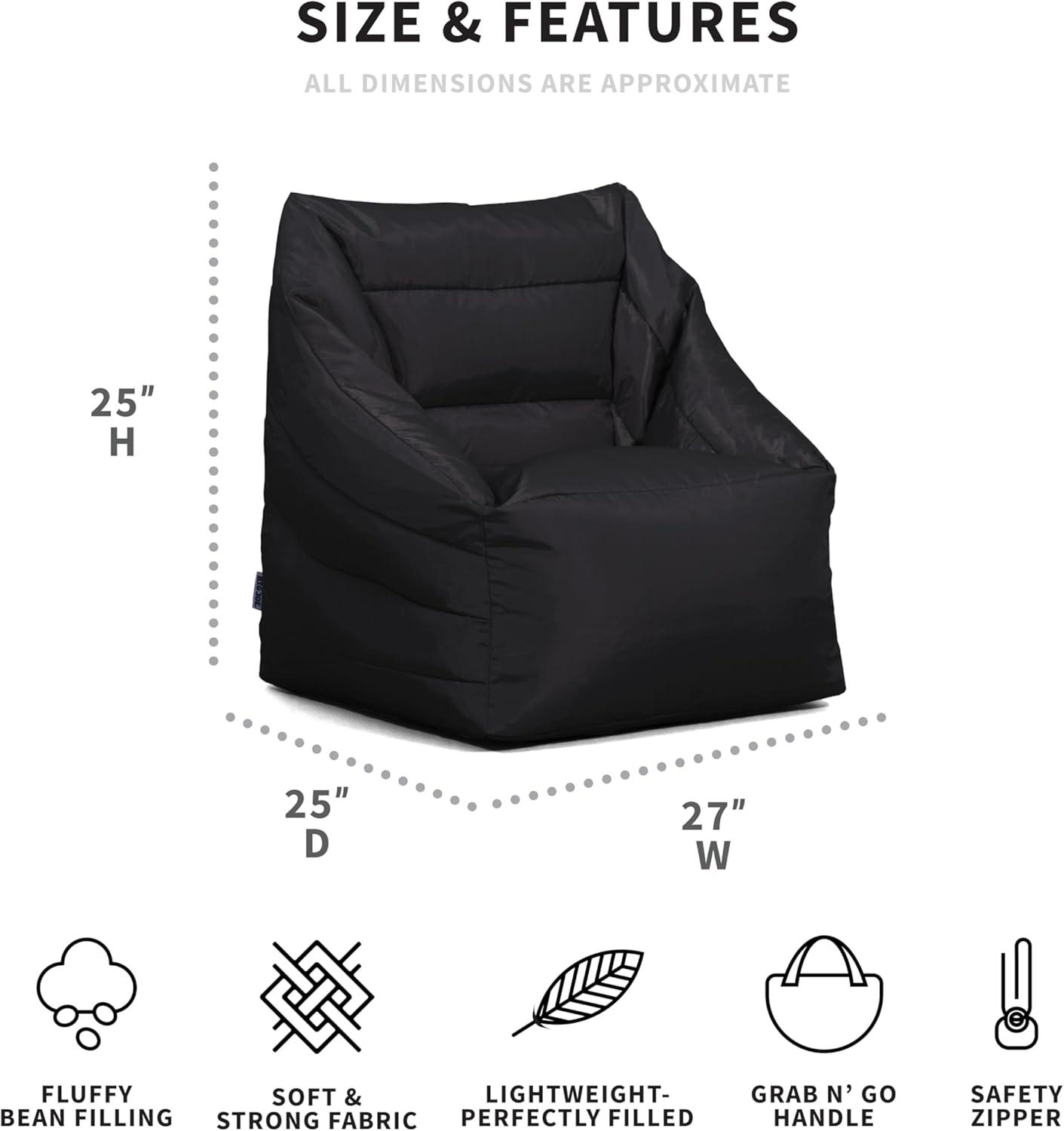 imageBig Joe Aurora Bean Bag Chair Black Smartmax Durable Polyester Nylon Blend 22 feetBlack