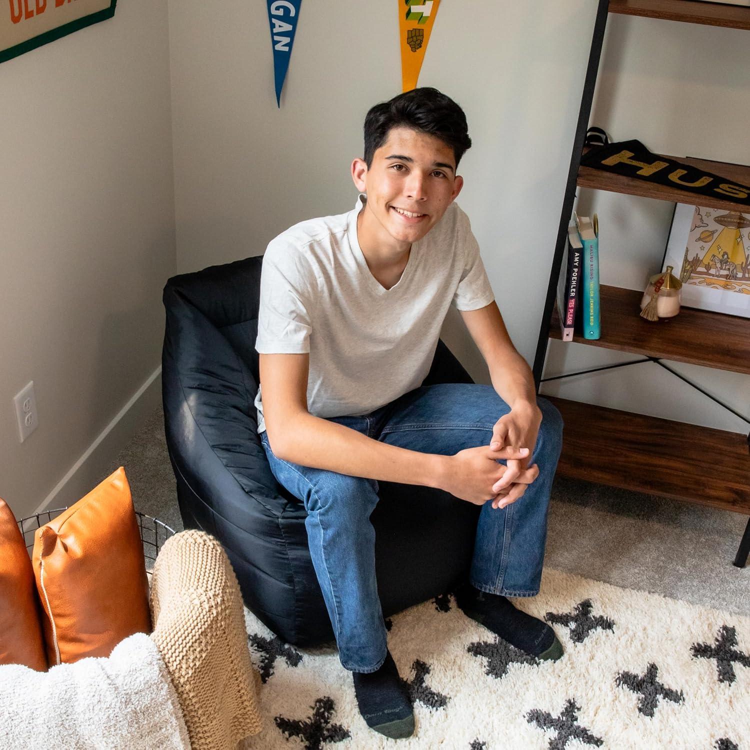 imageBig Joe Aurora Bean Bag Chair Black Smartmax Durable Polyester Nylon Blend 22 feetBlack