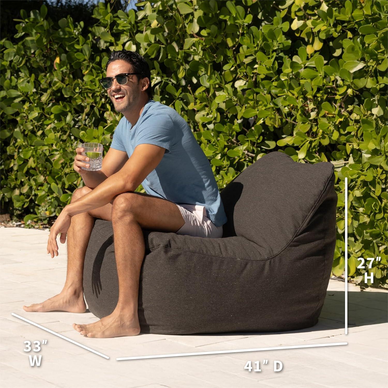 imageBig Joe Luft Lightweight Outdoor Patio Chair Premium Sunbrella Fabric ComfortFlow Bean Filling NightfallNightfall