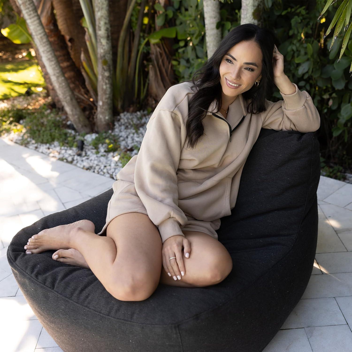 imageBig Joe Luft Lightweight Outdoor Patio Chair Premium Sunbrella Fabric ComfortFlow Bean Filling NightfallNightfall