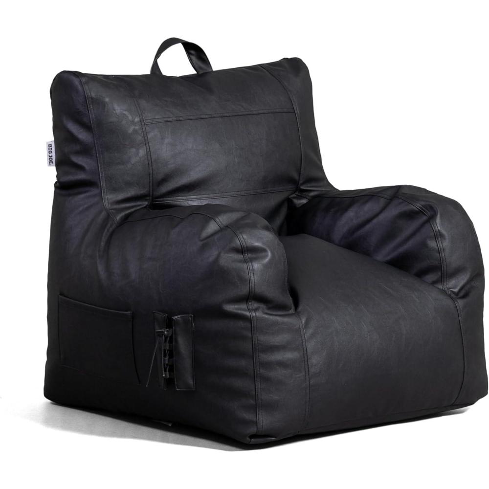 imageBig Joe Roma Bean Bag Chair Shadow Graphite Vintage Suede 3 feetBlack