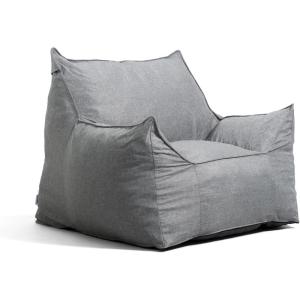 Big Joe Foam Beanbag Chair, Imperial Lounger, Black Plush(Gray Union)