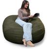 imageBig Joe Fuf Large Foam Filled Bean Bag Chair with Removable Cover Deep Sea Velveteen Durable Woven Polyester 4 feet BigForest Green