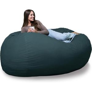 Big Joe Fuf XL Foam Filled Bean Bag Chair with Removable Cover, Deep Sea Velveteen, Durable Woven Polyester, 5 feet Giant(Deep Sea)