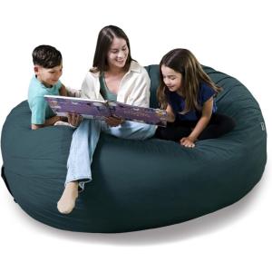 Big Joe Fuf XXL Foam Filled Bean Bag Chair with Removable Cover, Deep Sea Velveteen, Durable Woven Polyester, 6 feet Giant(Deep Sea)