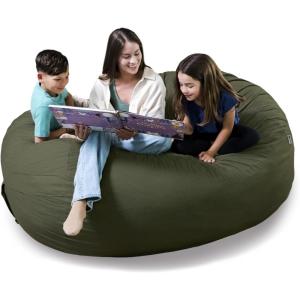 Big Joe Fuf XXL Foam Filled Bean Bag Chair with Removable Cover, Deep Sea Velveteen, Durable Woven Polyester, 6 feet Giant(Forest Green)