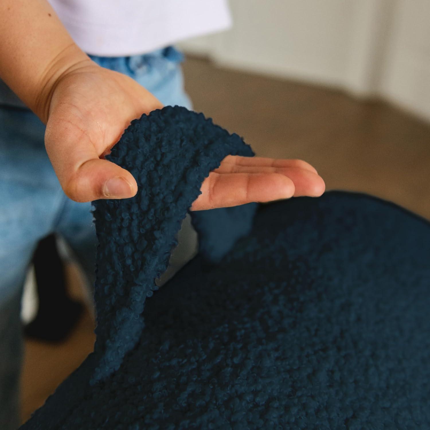 imageBig Joe Cloudberry Kids FoamFilled Bean Bag Chair Icing Teddy BoucleDeep Blue