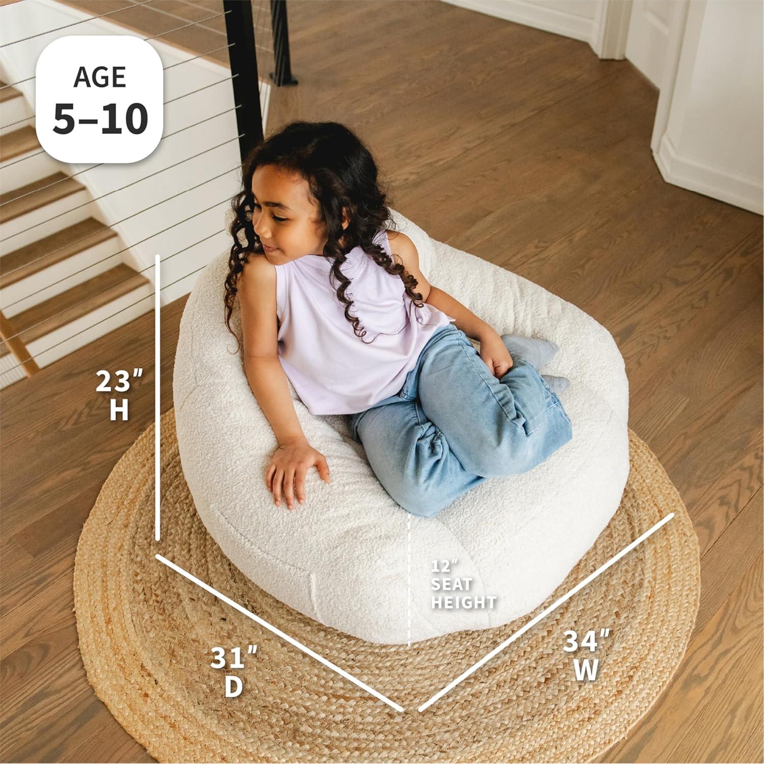 imageBig Joe Cloudberry Kids FoamFilled Bean Bag Chair Icing Teddy BoucleIcing