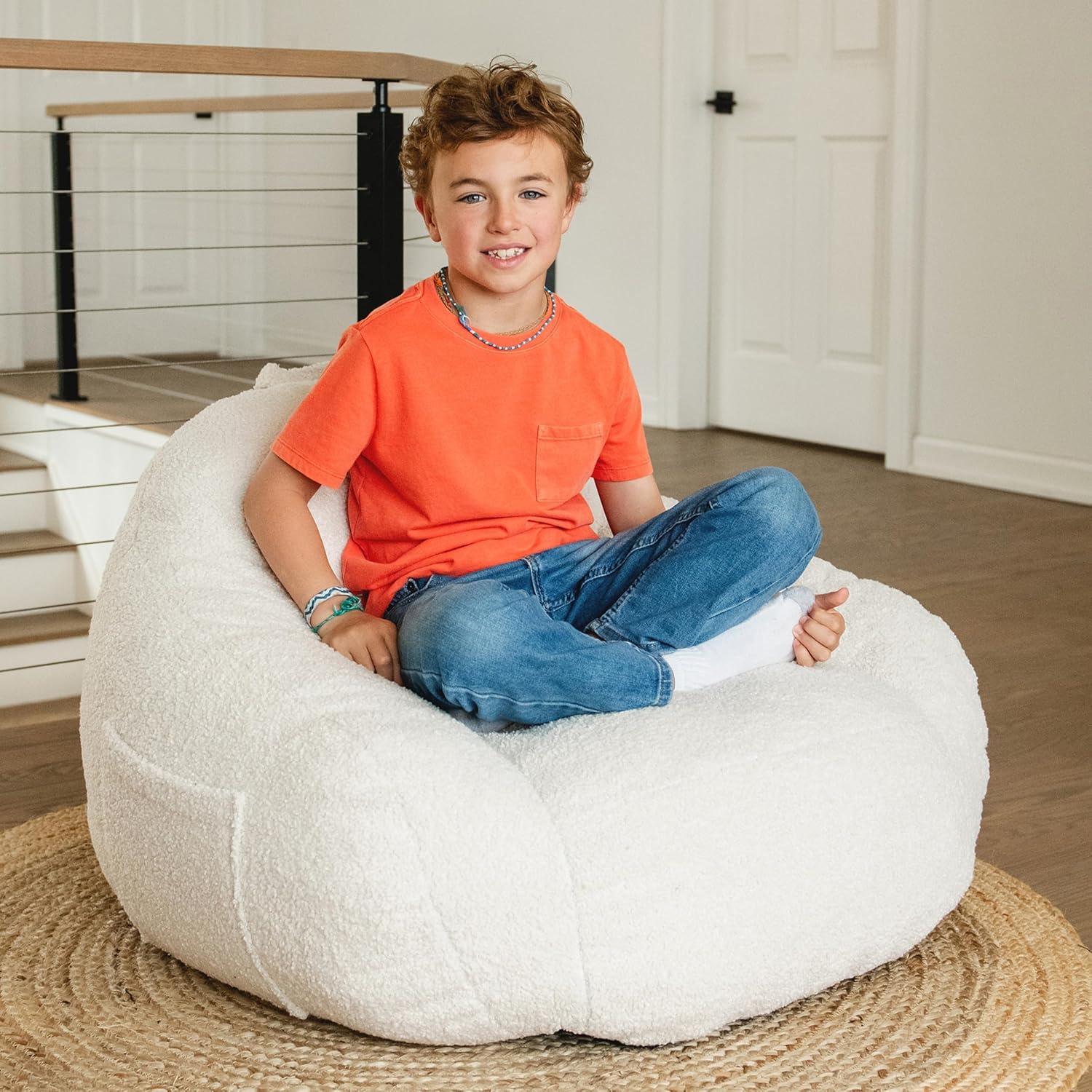 imageBig Joe Cloudberry Kids FoamFilled Bean Bag Chair Icing Teddy BoucleIcing