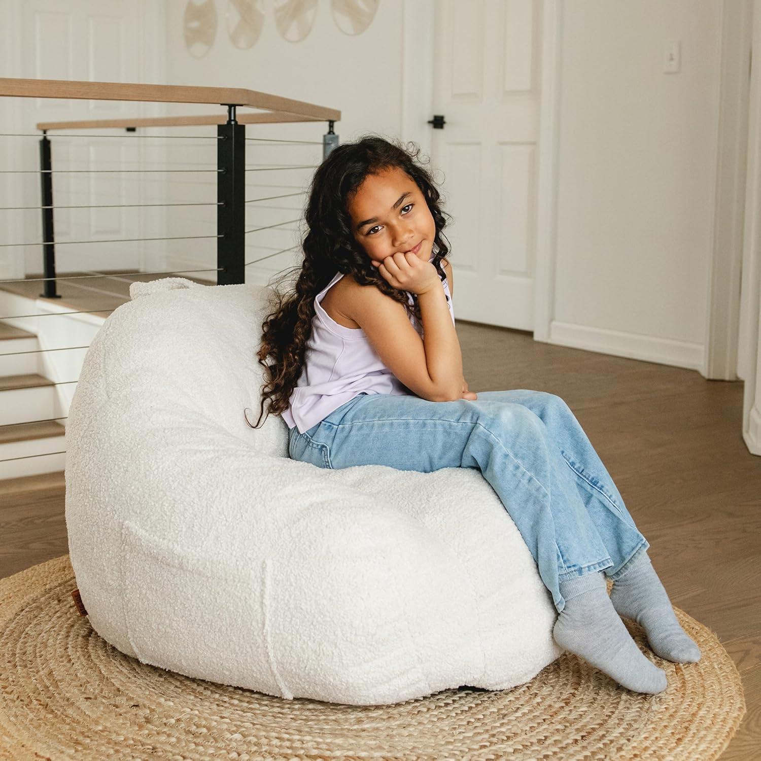 imageBig Joe Cloudberry Kids FoamFilled Bean Bag Chair Icing Teddy BoucleIcing