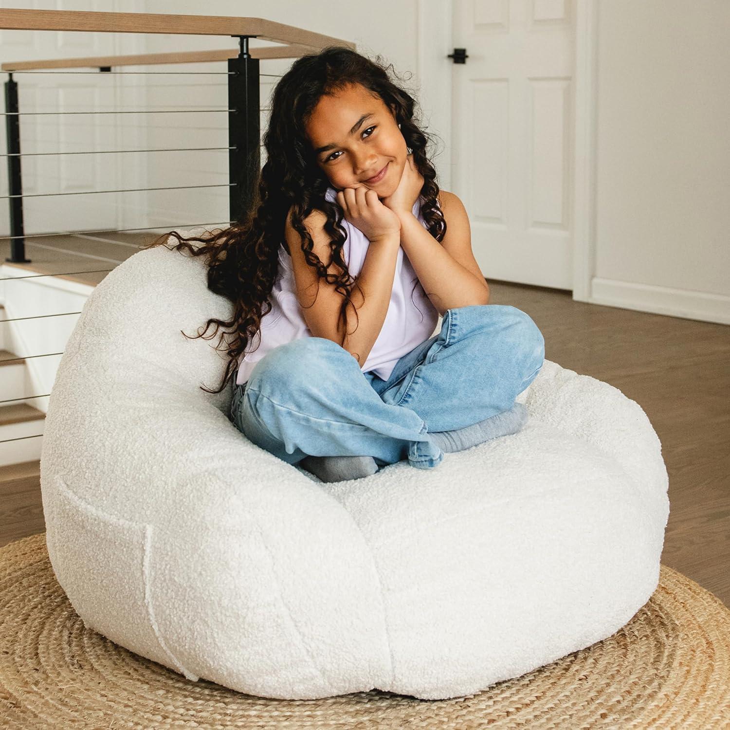 imageBig Joe Cloudberry Kids FoamFilled Bean Bag Chair Icing Teddy BoucleIcing