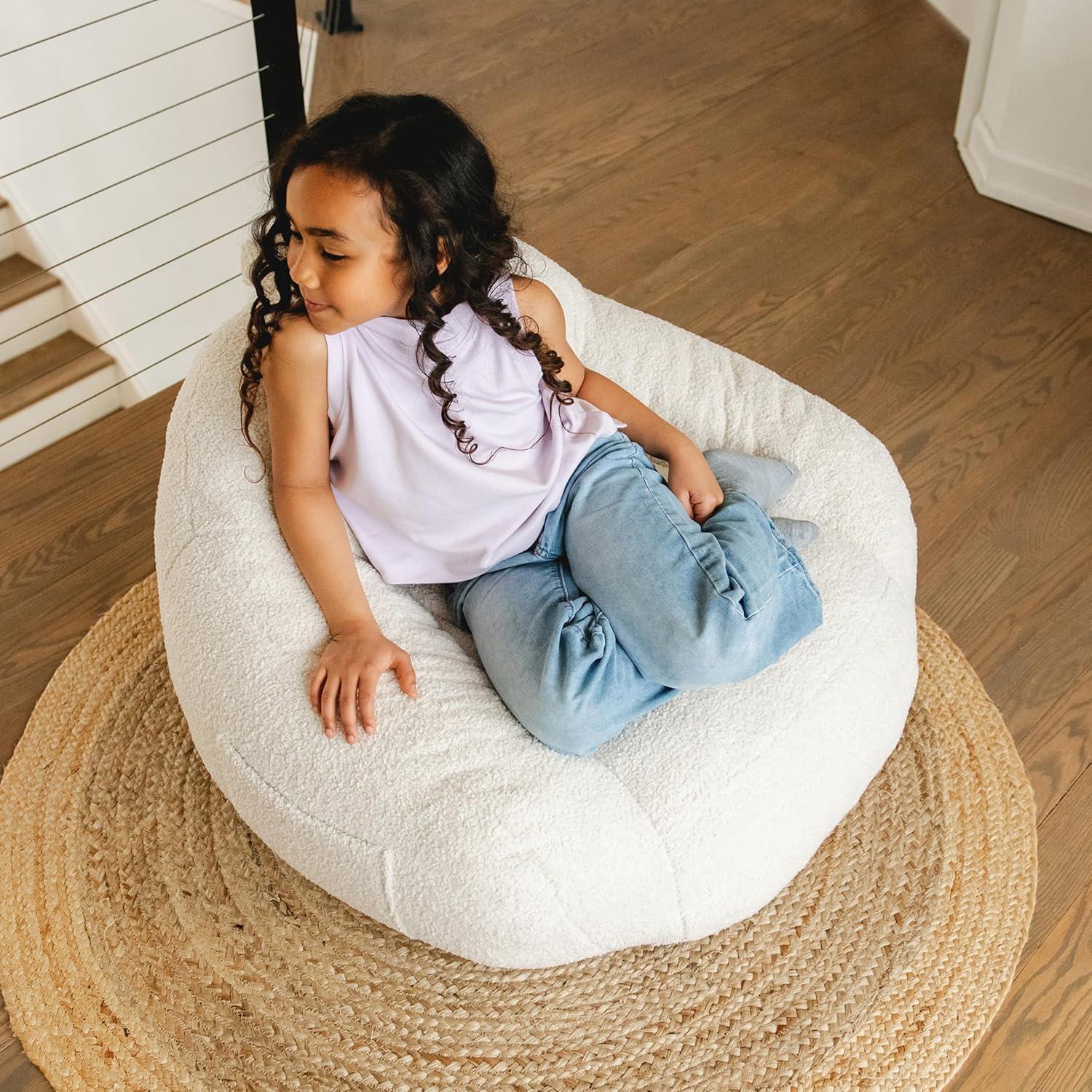 imageBig Joe Cloudberry Kids FoamFilled Bean Bag Chair Icing Teddy BoucleIcing