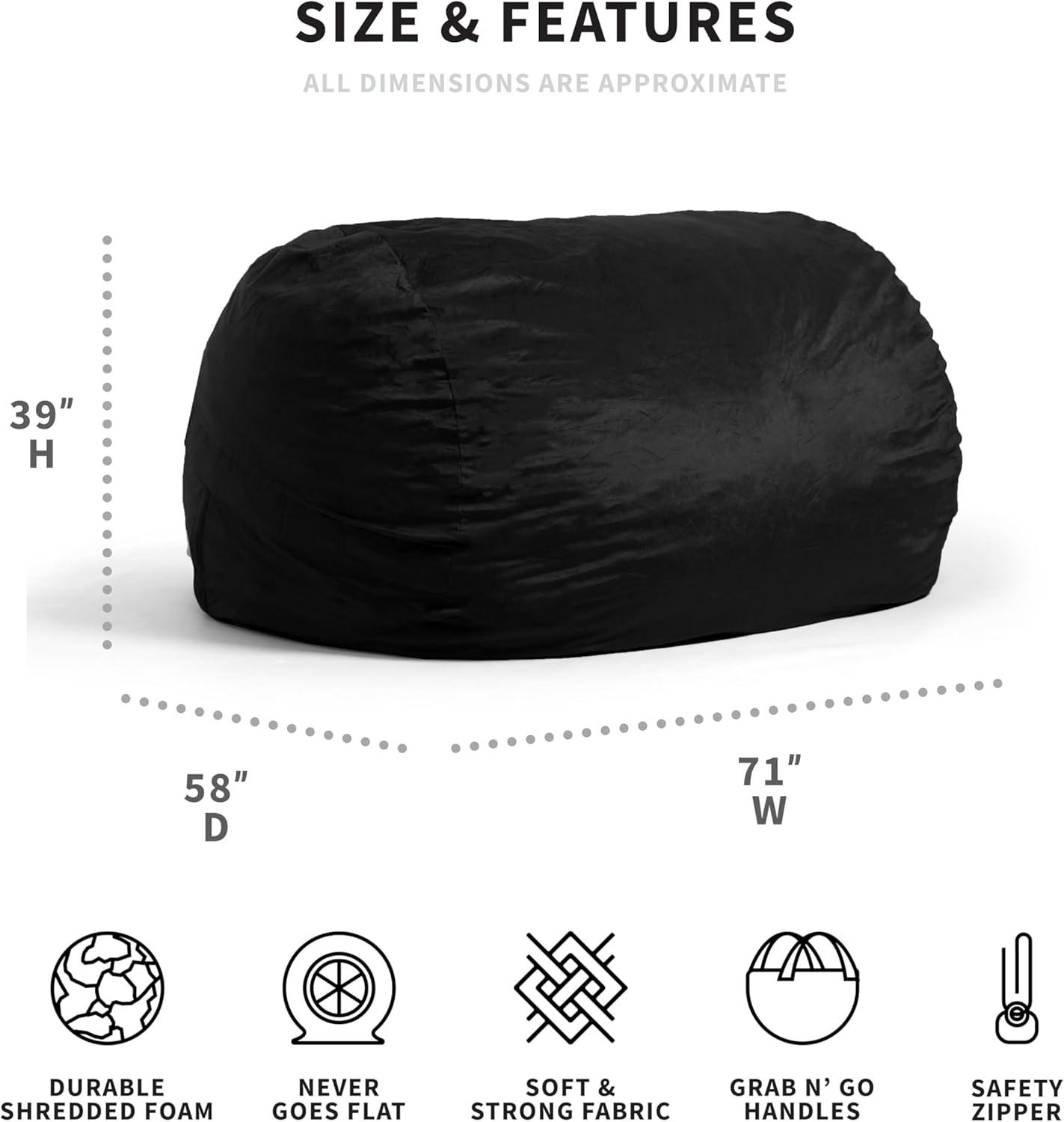 imageBig Joe Fuf XXL Foam Filled Bean Bag Chair with Removable Cover Black Plush Soft Polyester ampamp Fuf Small Foam Filled Bean Bag Chair Black Plush Soft Polyester 2 feetBlack