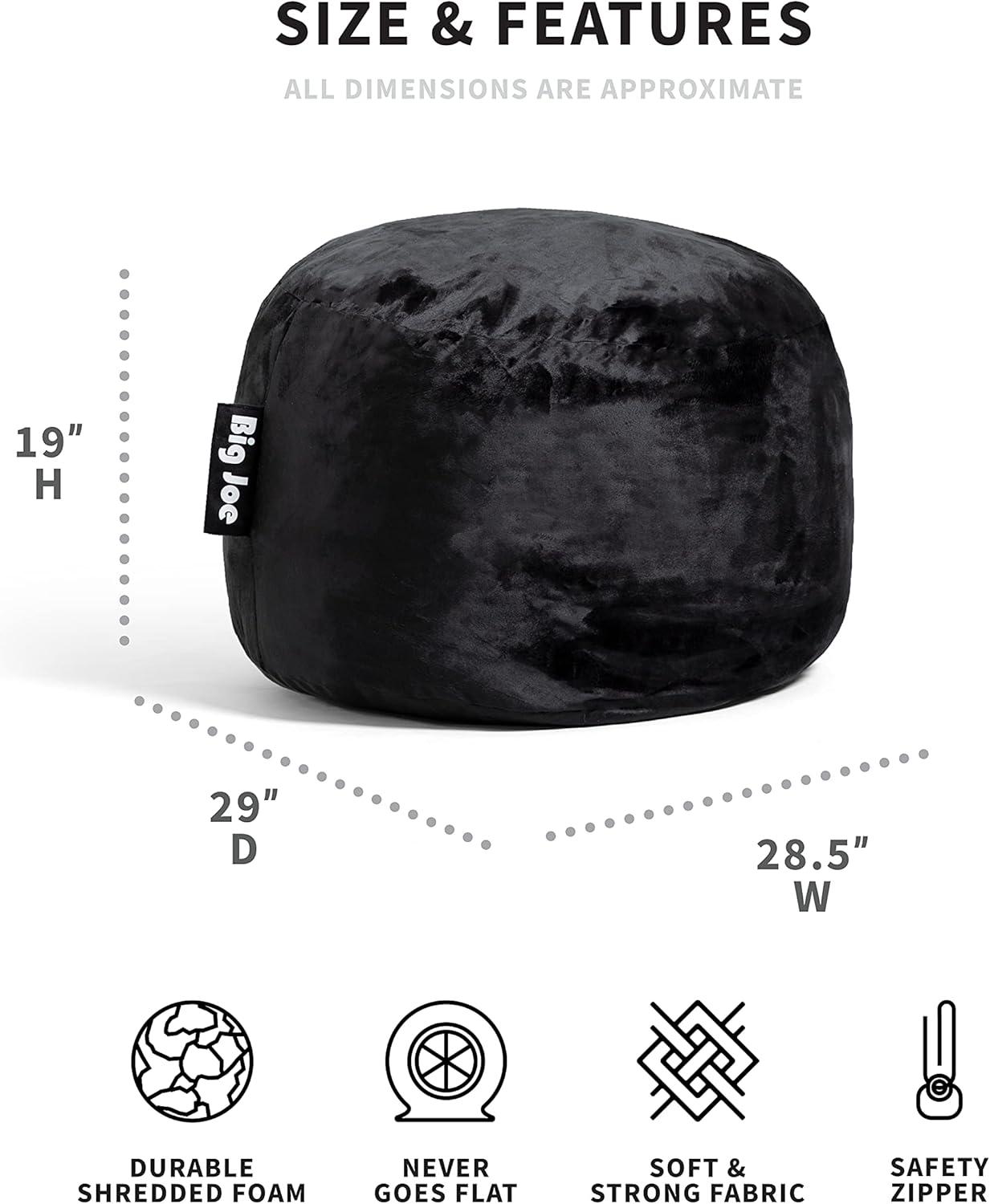 imageBig Joe Fuf XXL Foam Filled Bean Bag Chair with Removable Cover Black Plush Soft Polyester ampamp Fuf Small Foam Filled Bean Bag Chair Black Plush Soft Polyester 2 feetBlack