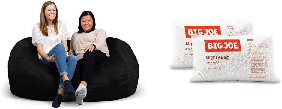 imageBig Joe Fuf XXL Foam Filled Bean Bag Chair with Removable Cover Black Plush Soft Polyester ampamp Fuf Small Foam Filled Bean Bag Chair Black Plush Soft Polyester 2 feetBlack