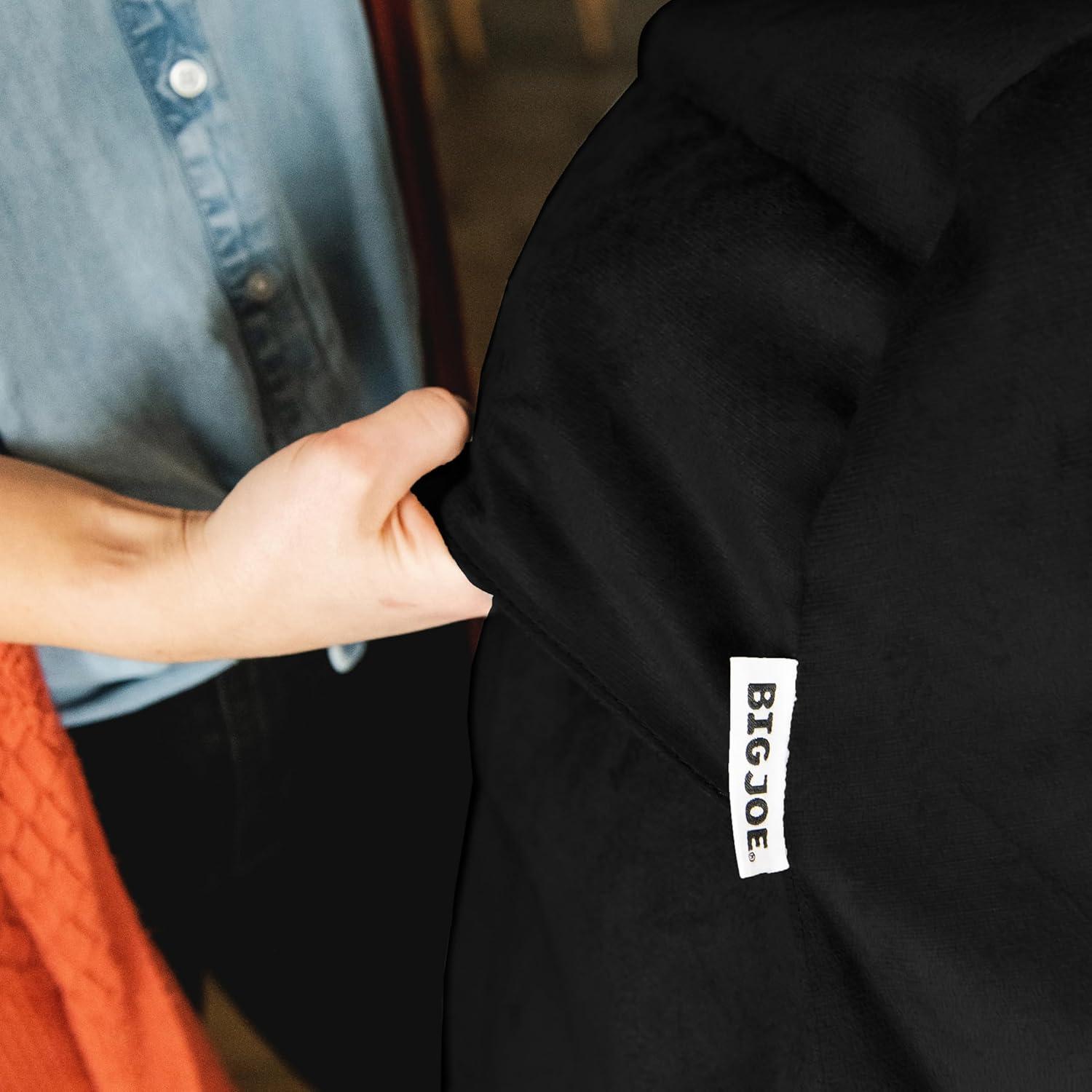 imageBig Joe Lotus Foam Filled Teardrop Bean Bag Chair with Removable Cover Black Plush Soft Polyester 4 feet Big