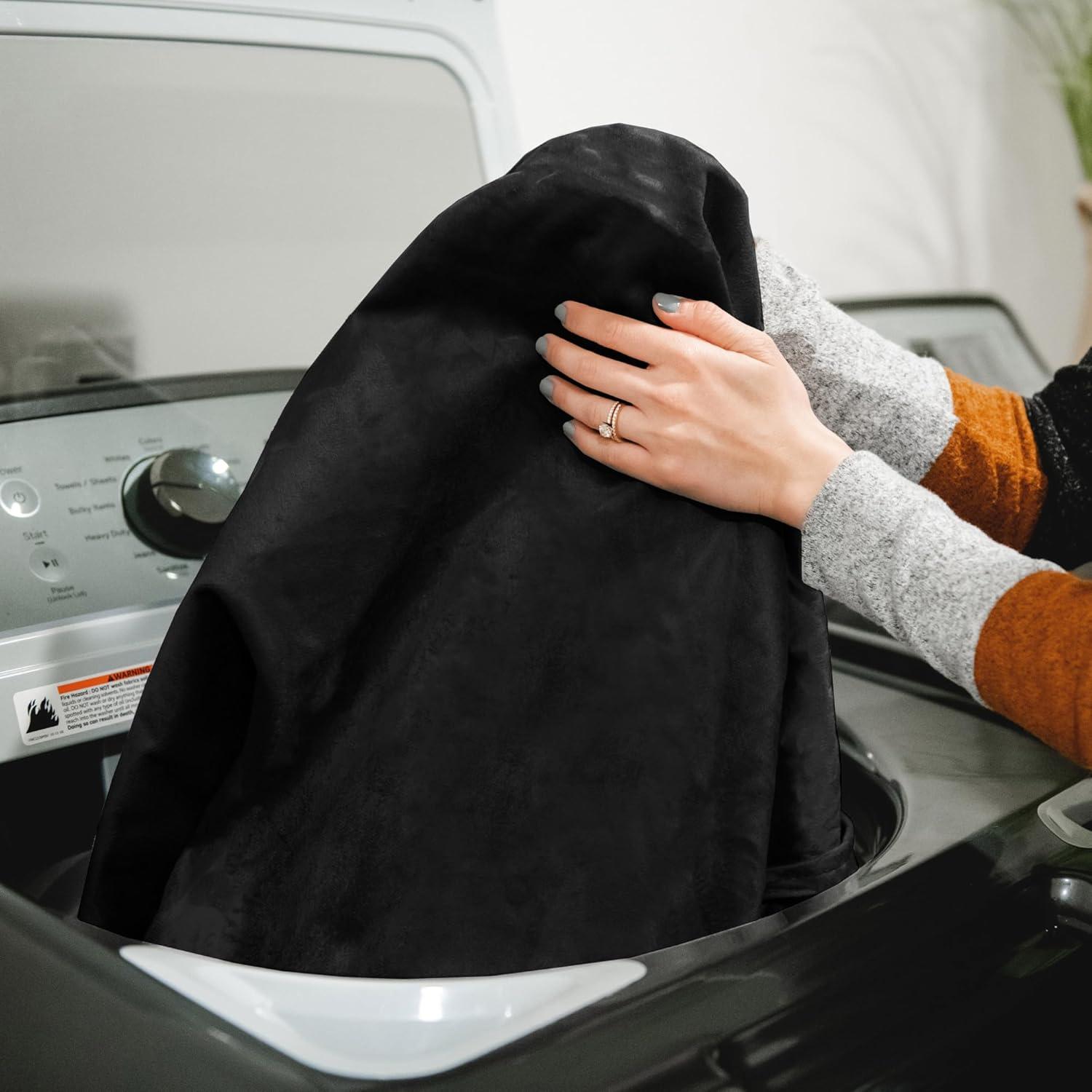 imageBig Joe Lotus Foam Filled Teardrop Bean Bag Chair with Removable Cover Black Plush Soft Polyester 4 feet Big