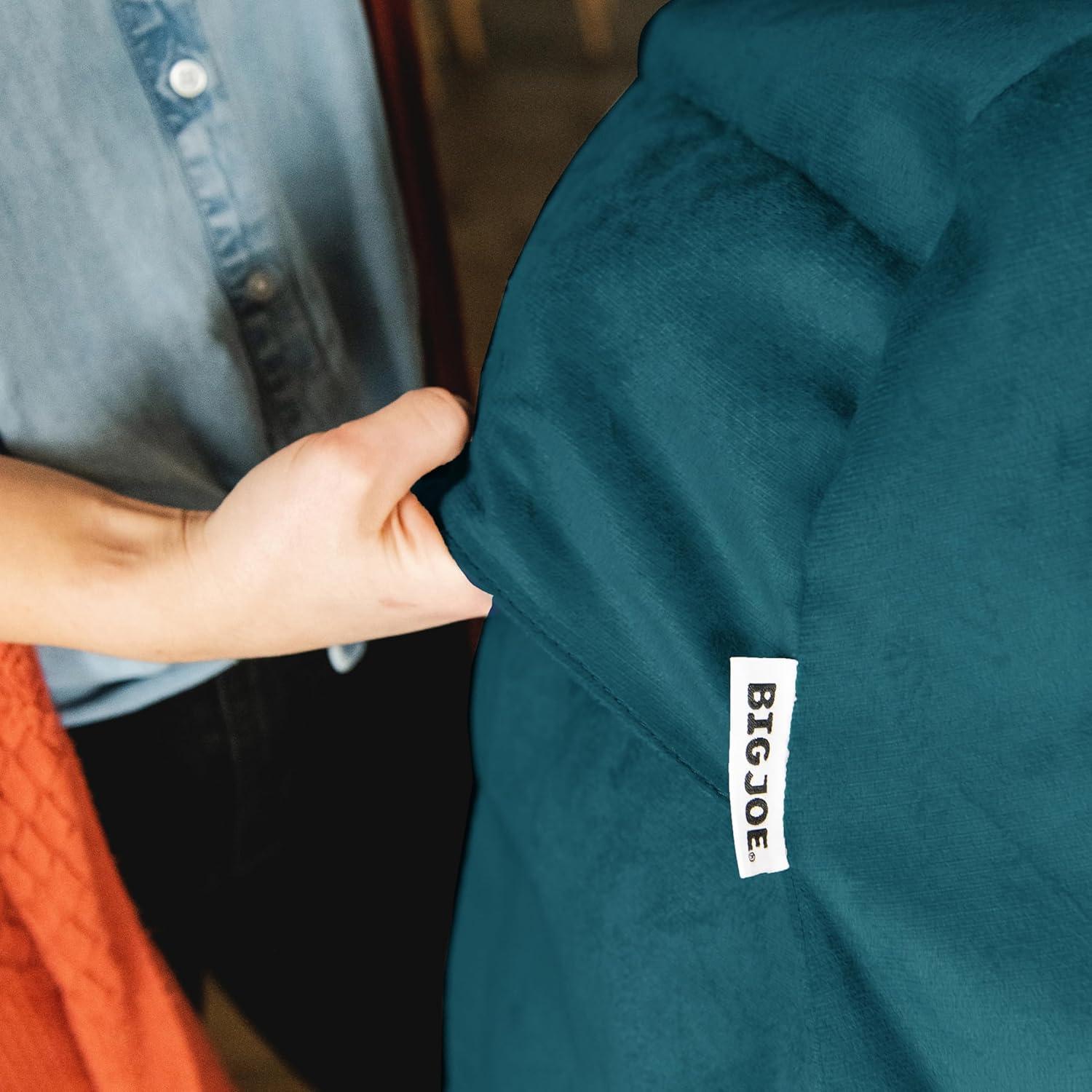 imageBig Joe Lotus Foam Filled Teardrop Bean Bag Chair with Removable Cover Gray Plush Soft Polyester 4 feet BigTeal