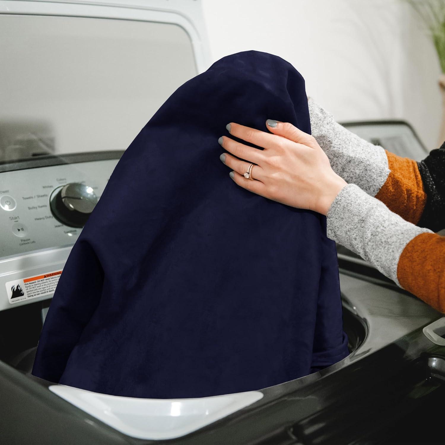 imageBig Joe Lotus Foam Filled Teardrop Bean Bag Chair with Removable Cover Navy Plush Soft Polyester 4 feet Big