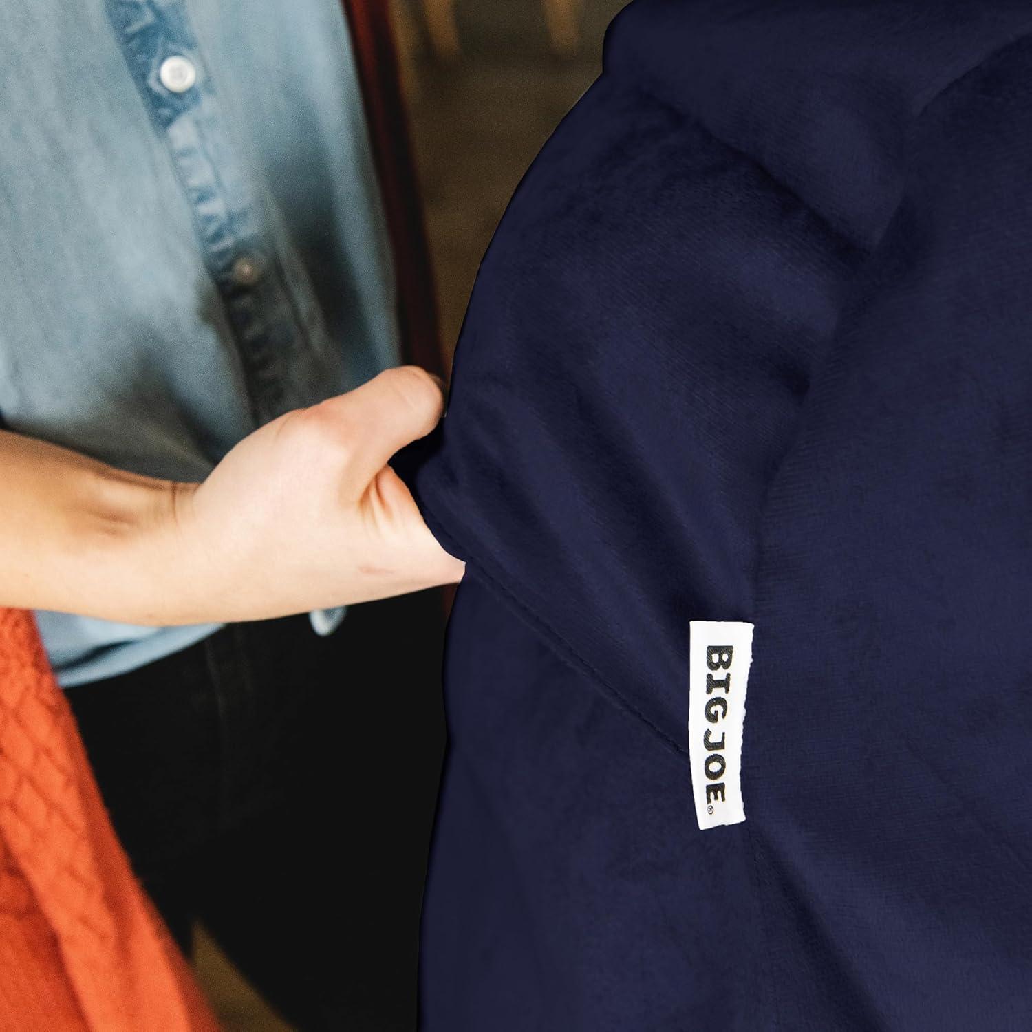 imageBig Joe Lotus Foam Filled Teardrop Bean Bag Chair with Removable Cover Navy Plush Soft Polyester 4 feet Big