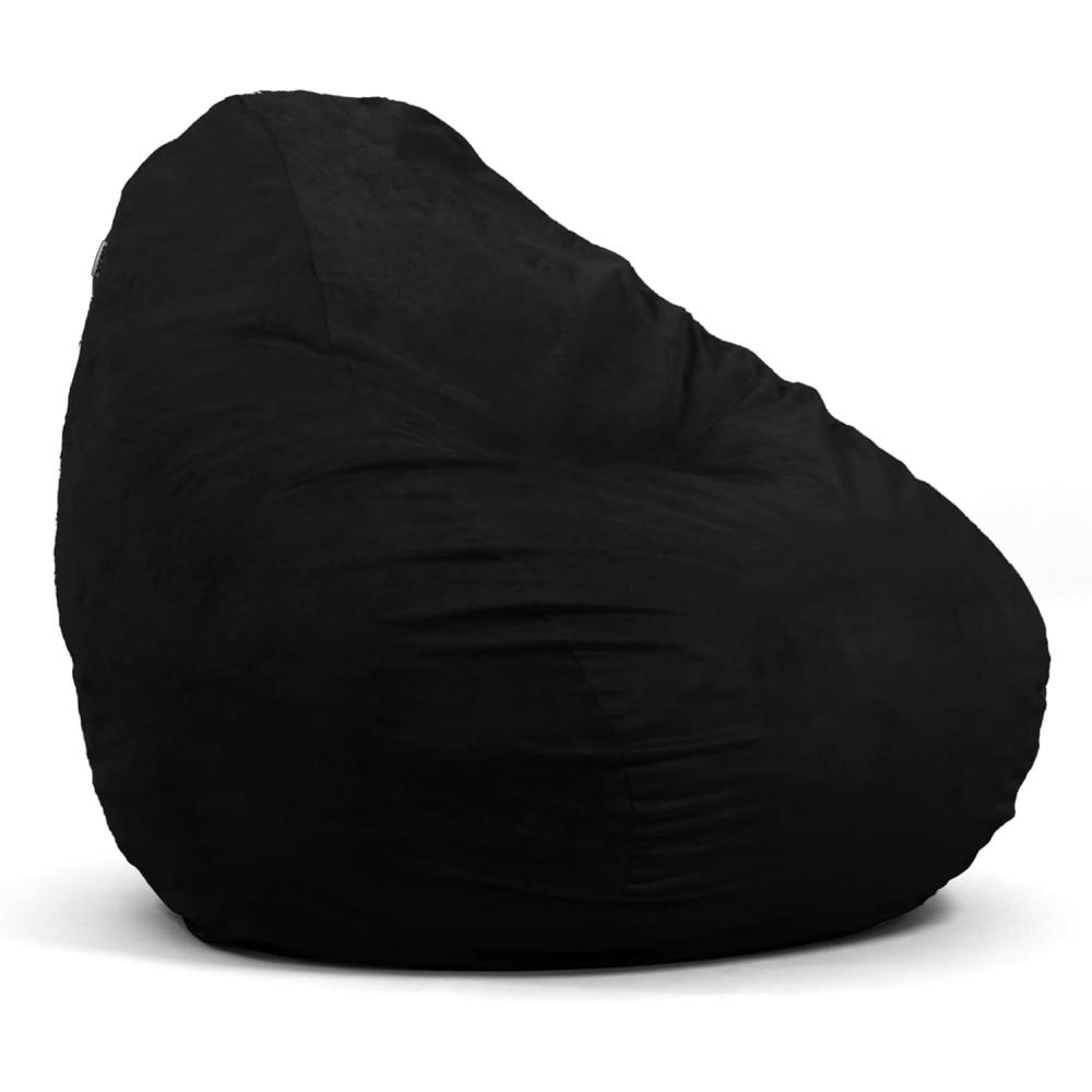 imageBig Joe Lotus Foam Filled Teardrop Bean Bag Chair with Removable Cover Black Plush Soft Polyester 4 feet Big