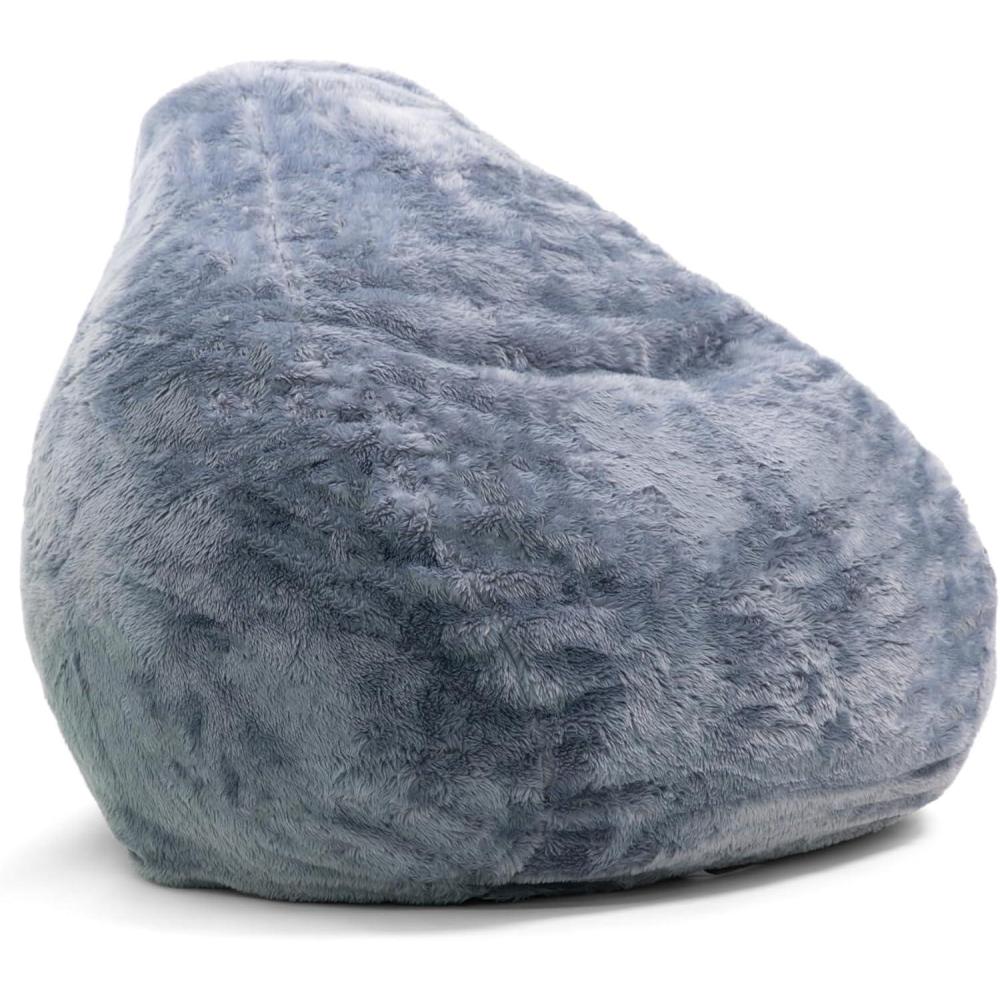 imageBig Joe Lotus Foam Filled Teardrop Bean Bag Chair with Removable Cover Gray Plush Soft Polyester 4 feet BigStone