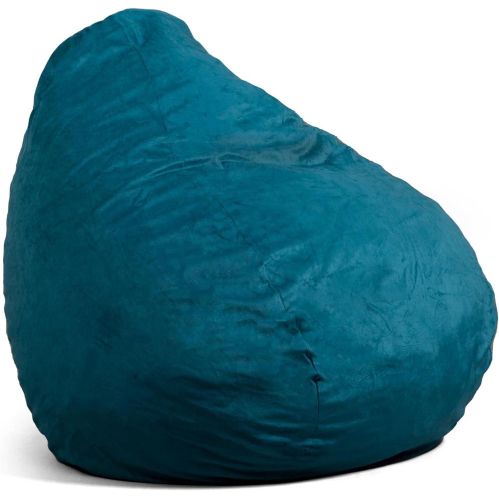 imageBig Joe Lotus Foam Filled Teardrop Bean Bag Chair with Removable Cover Gray Plush Soft Polyester 4 feet BigTeal