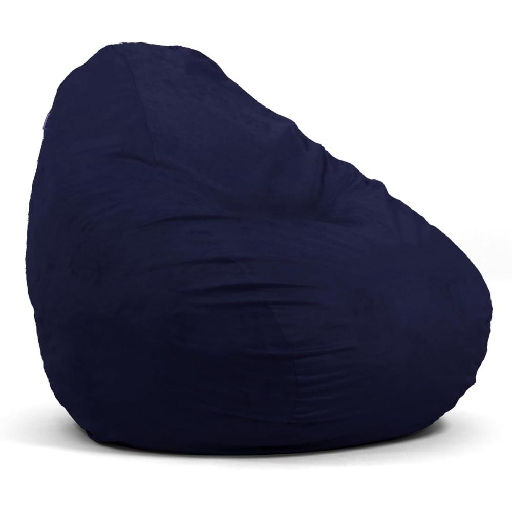 imageBig Joe Lotus Foam Filled Teardrop Bean Bag Chair with Removable Cover Navy Plush Soft Polyester 4 feet Big