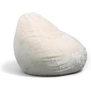 Big Joe Lotus Foam Filled Teardrop Bean Bag Chair with Removable Cover, Gray Plush, Soft Polyester, 4 feet Big(Ivory)