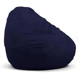 Big Joe Lotus Foam Filled Teardrop Bean Bag Chair with Removable Cover, Navy Plush, Soft Polyester, 4 feet Big