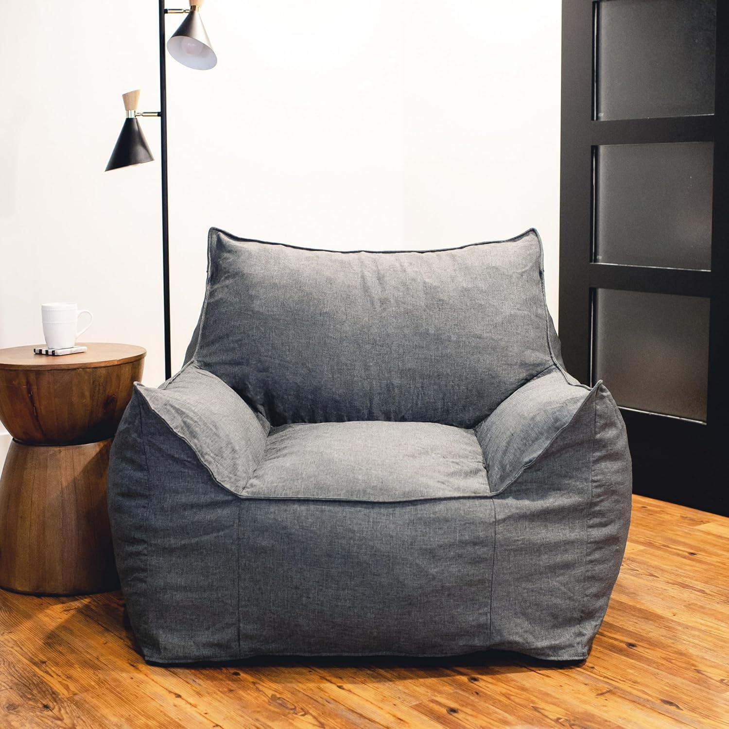 image:imageBig Joe Imperial Lounger Ottoman Foam Filled Bean Bag with Removable Cover Pacific Blue Union Durable Woven Polyester 2 feetGray Union