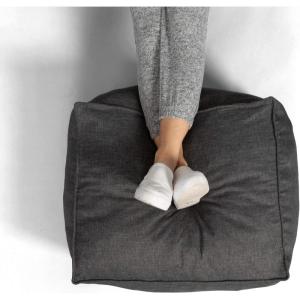 Big Joe Imperial Lounger Ottoman Foam Filled Bean Bag with Removable Cover, Pacific Blue Union, Durable Woven Polyester, 2 feet(Gray Union)