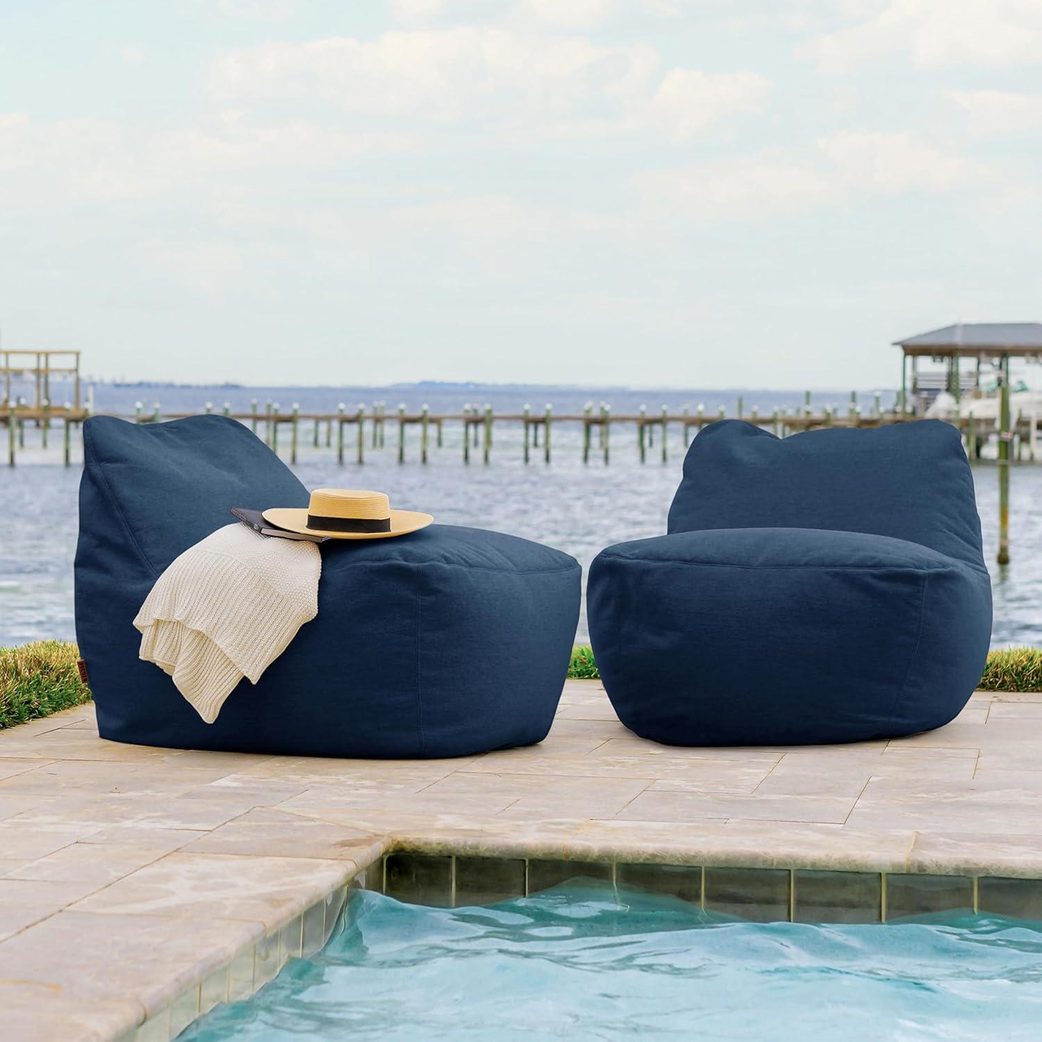 image:imageBig Joe Luft Outdoor Patio Chair Lightweight Bean Filling Outdoor Performance Linen Sailor BlueSailor Blue