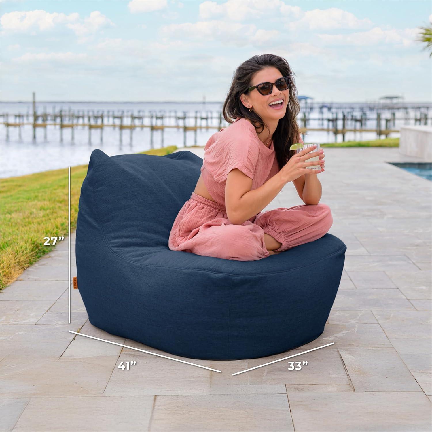 image:imageBig Joe Luft Outdoor Patio Chair Lightweight Bean Filling Outdoor Performance Linen Sailor BlueSailor Blue